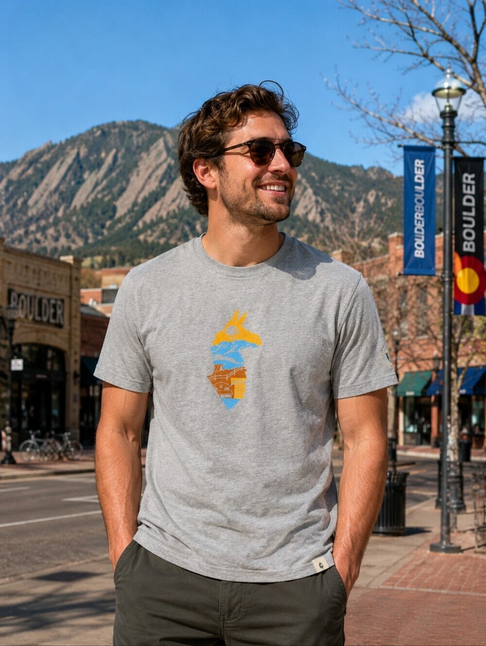 LIMITED EDITION! NWT cotopaxi City Llama Organic T-Shirt-Boulder-Heather Grey